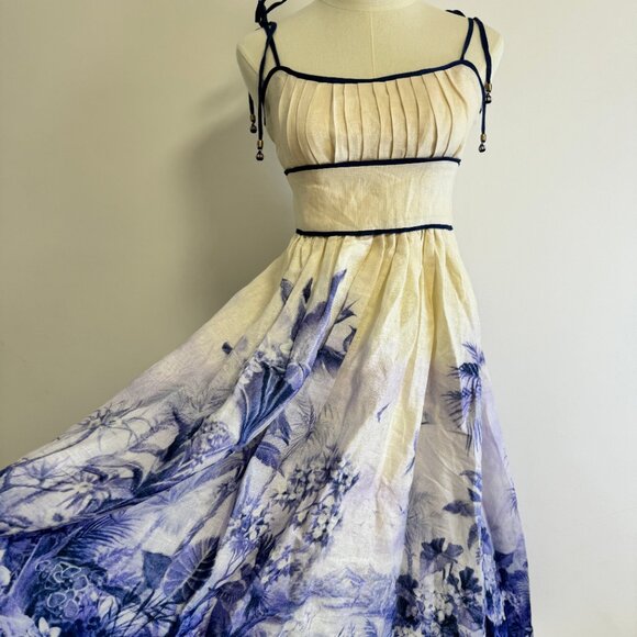 Zimmermann Wylie shirred printed linen midi dress - Picture 8 of 11